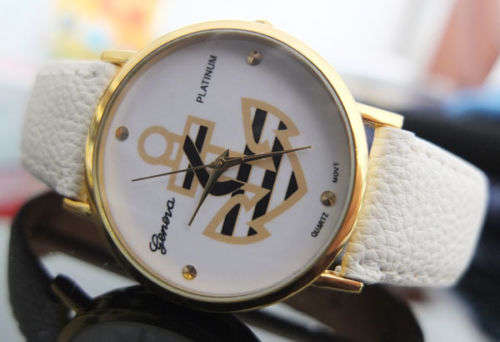 NEW FASHION TRENDY GENEVA PLATINUM ANCHOR DIAL WITH LEATHER BAND WOMAN'S  WRIST WATCH WHITE