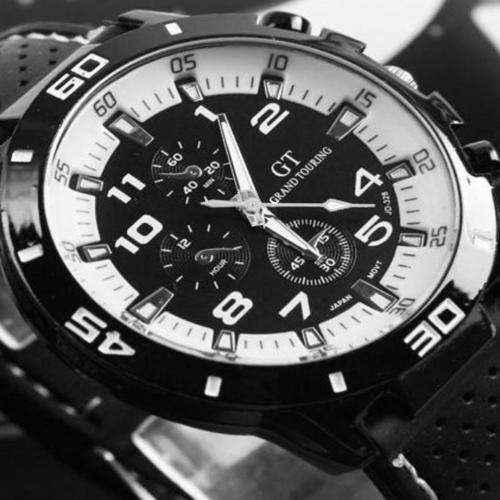 MEN'S GT SERIES QUARTZ  ANALOG SPORTS WRISTWATCH WHITE FACE WHITE NUMERALS