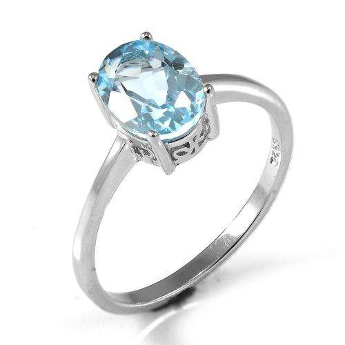 BELOW COST SALE! GENUINE BLUE TOPAZ RE-SIZEABLE #9 (R3/4)  CRAFTED IN SOLID 925 STERLING SILVER