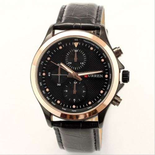 SALE!! CURREN LUXURY ROSE GOLD CASE QUARTZ ANALOGUE WRIST WATCH WITH GENUINE LEATHER STRAP