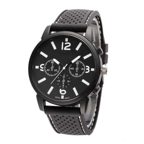 MEN'S GT SERIES QUARTZ STAINLESS STEEL ANALOG SPORTS WRISTWATCH BLACK FACE WHITE NUMERALS