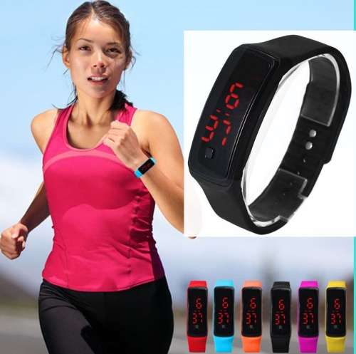ULTRA THIN RED LED SPORTS WATCH - AVAILABLE IN BLACK - UNISEX -  SILICONE STRAP
