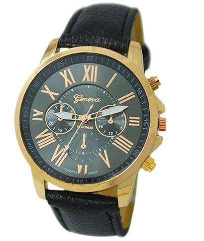 LUXURY GENEVA ROSE GOLD BLACK  DIAL WITH ROMAN NUMERALS QUARTZ ANALOG LADIES STUNNING WATCH