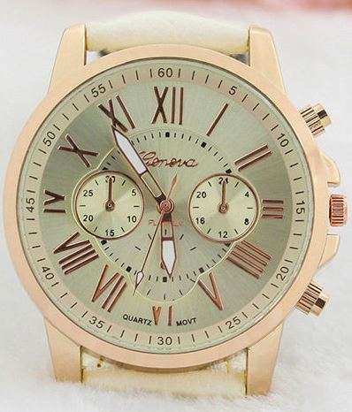 LUXURY GENEVA BEIGE GOLD DIAL WITH ROMAN NUMERALS QUARTZ ANALOG LADIES STUNNING WATCH
