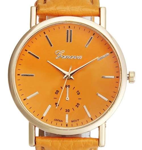 GENEVA EYE-CATCHING ORANGE QUARTZ WATCH WITH STRIKING ORANGE BAND AND DIAL