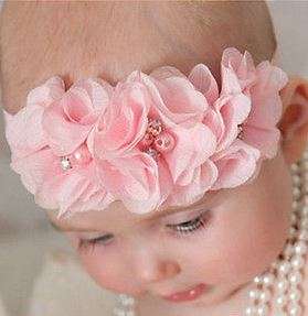 SOFT CREAM CHIFFON  3  FLOWER HEADBAND WITH PEARL AND RHINESTONE DETAILING