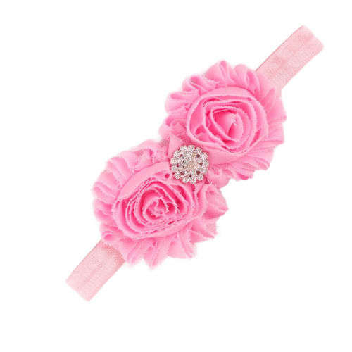 WIN  1 GET 1 RANDOMLY SELECTED FREE!!   PINK SHABBY HEADBAND WITH RHINESTONE DETAIL - AGE 0 - 6 YRS