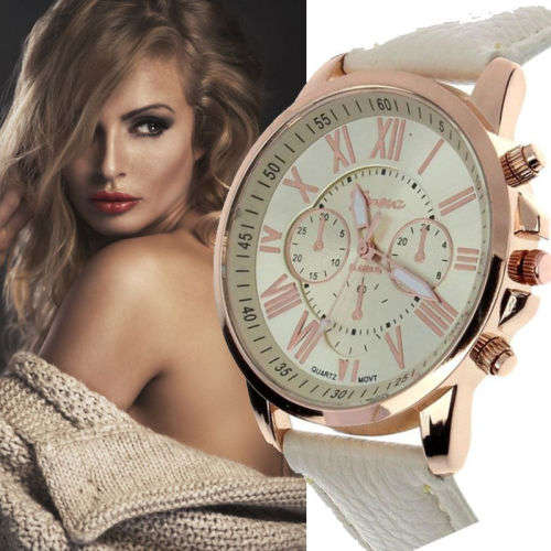LUXURY GENEVA BEIGE GOLD DIAL WITH ROMAN NUMERALS QUARTZ ANALOG LADIES STUNNING WATCH