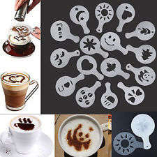 A NICE HOT CUPPA ON A COLD DAY!  - 16 PCS COFFEE STENCILS DUSTING SET - TREAT YR CUSTOMERS/LOVED ONE