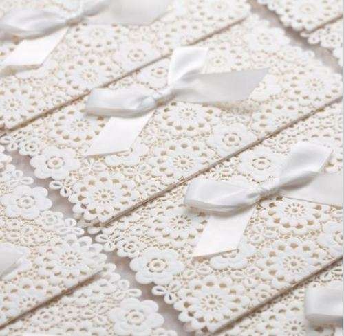 SETS OF 10 PCS WHITE SATIN BOWS - READY TO EMBELLISH INVITATIONS/PLACE CARDS/FAVOURS/THANK U CARDS