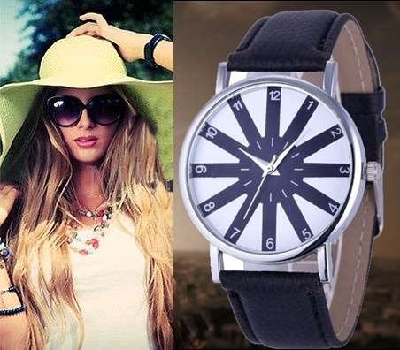 MODERN WOMAN'S PURPLE GENEVA  FASHION QUARTZ WRIST WATCH WITH FAUX LEATHER STRAP