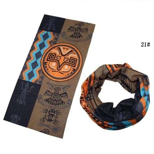 BUFF BANDANA/SCARF/SHAWL/SNOOD/WRAP ORANGE BROWN AZTEC STACKS OF WAYS TO WEAR SEE LISTING