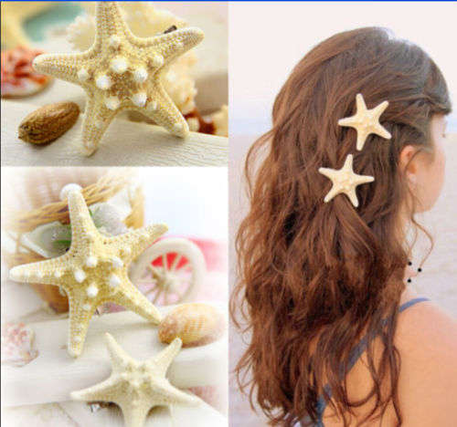 PERFECT ACCESSORY FOR BEACH WEDDING NATURAL STARFISH RANDOM SIZED BRIDAL HAIRCLIP