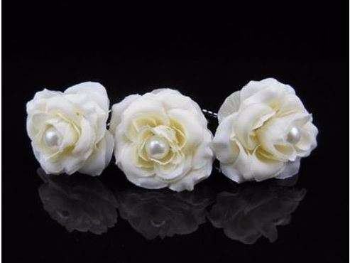 2PCS BRIDAL HAIRPIN  ROSE WITH FAUX PEARL CENTRE BEAUTIFULLY CRAFTED - CAN ATTACH VEIL WITH THIS PIN