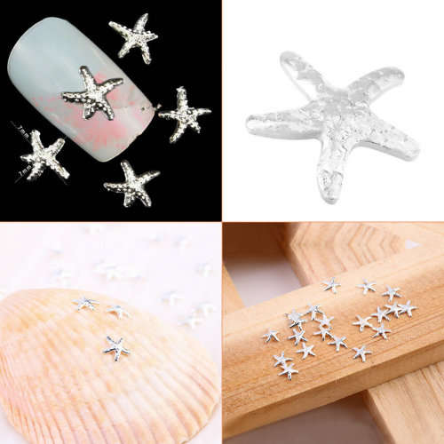 PERFECT FOR A BEACH WEDDING - 20 PCS OF 3D ALLOY SILVER STARFISH - NAIL ART DECORATION