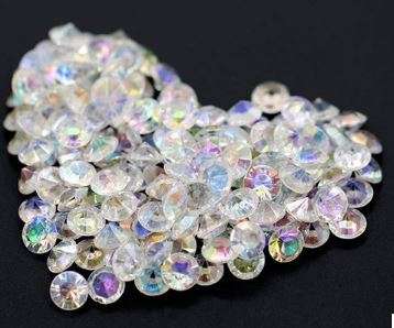 1000 PCS WEDDING DECORATION OR CONFETTI - ACRYLIC MULTI-FACETED SILVER BACK SPARKLING CONFETTI