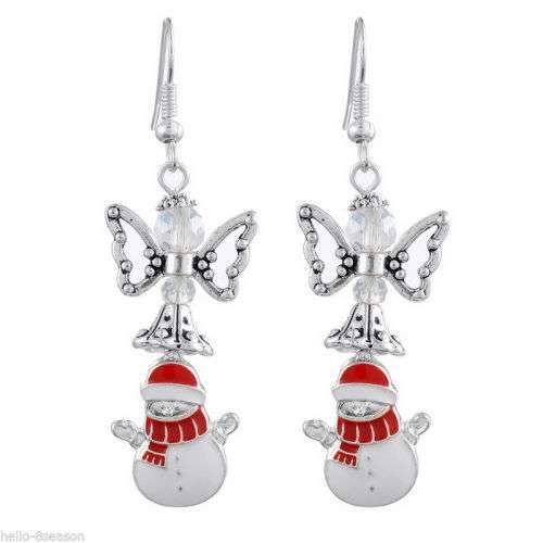 PERFECT GIFT OR FOR XMAS CELEBRATIONS!  CUTE SET OF GUARDIAN ANGEL AND SNOWMAN EARRINGS