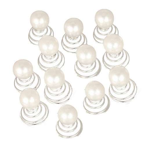 6 PCS BRIDAL HAIR JEWELLERY SET -  SPIRAL COILS WITH PEARLS  - HAIR ACCESSORY