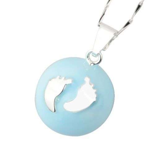 MEXICAN BOLA PENDANT WITH BALE PREGNANCY HARMONY BALL - BABY BLUEWITH FEET ANGEL CALL BELL CHIME