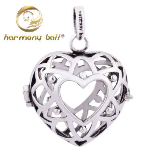 MEXICAN BOLA  STERLING SILVER PREGNANCY HEART ANGEL CALLER PENDANT -  ADD CHIME BALL FROM OUR RANGE