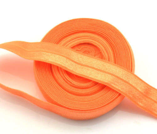 4.9 M LENGTH SPANDEX SATIN (FOLD OVER ELASTIC) FOR  CRAFTING - PERFECT FOR HEADBANDS - ORANGE