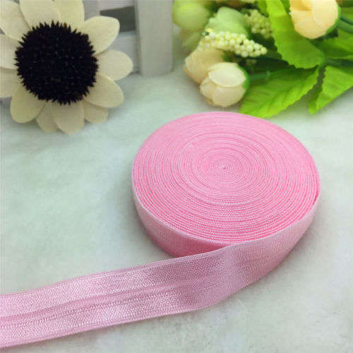 4.9 M LENGTH SHEEN F.O.E. (FOLD OVER ELASTIC) FOR  CRAFTING - PERFECT FOR HEADBANDS - PINK
