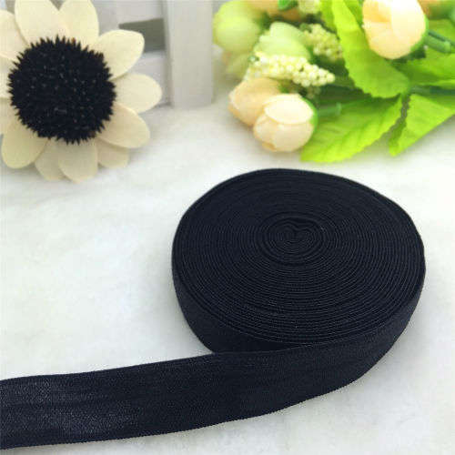 4.9 M LENGTH SHEEN F.O.E. (FOLD OVER ELASTIC) FOR  CRAFTING - PERFECT FOR HEADBANDS - BLACK