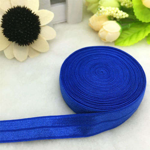 4.9 M LENGTH SHEEN F.O.E. (FOLD OVER ELASTIC) FOR  CRAFTING - PERFECT FOR HEADBANDS - AZURE BLUE
