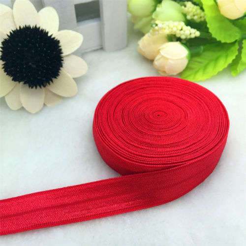 4.9 M LENGTH SHEEN F.O.E. (FOLD OVER ELASTIC) FOR  CRAFTING - PERFECT FOR HEADBANDS - BRIGHT RED