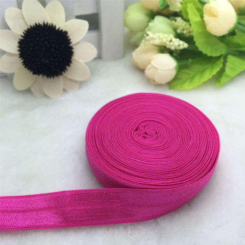4.9 M LENGTH SHEEN F.O.E. (FOLD OVER ELASTIC) FOR  CRAFTING - PERFECT FOR HEADBANDS - BRIGHT PINK