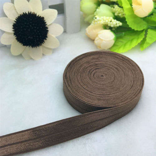 4.9 M LENGTH SHEEN F.O.E. (FOLD OVER ELASTIC) FOR  CRAFTING - PERFECT FOR HEADBANDS - BROWN