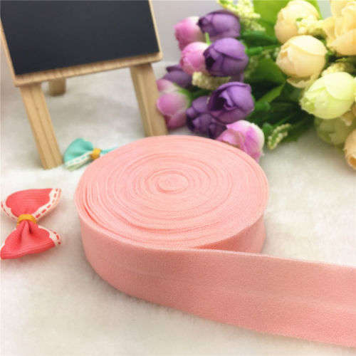 9.14 M LENGTH SHEEN F.O.E. (FOLD OVER ELASTIC) FOR  CRAFTING - PERFECT FOR HEADBANDS - SOFT PINK
