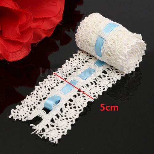 APPROX 1 M CROCHETED LACE WITH  BLUE SATIN RIBBON THREADED THROUGH LACE - YOUR SOMETHING BLUE GARTER