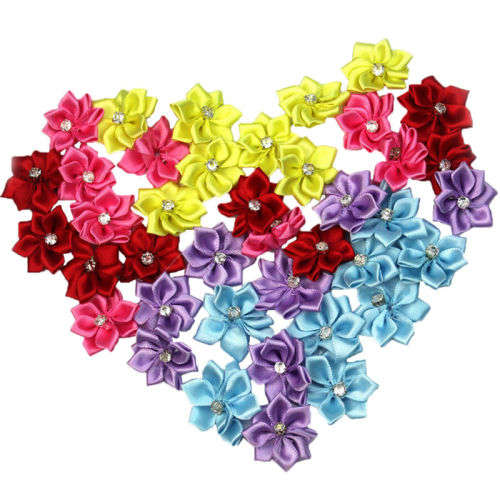15pcs HANDCRAFTED SATIN RIBBON FLOWERS FOR CRAFTING - RANDOM MIX