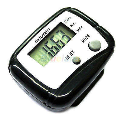 PEDOMETER - BLACK - COUNTS STEPS WALKED & CALORIES BURNT - CLIPS ONTO WAIST