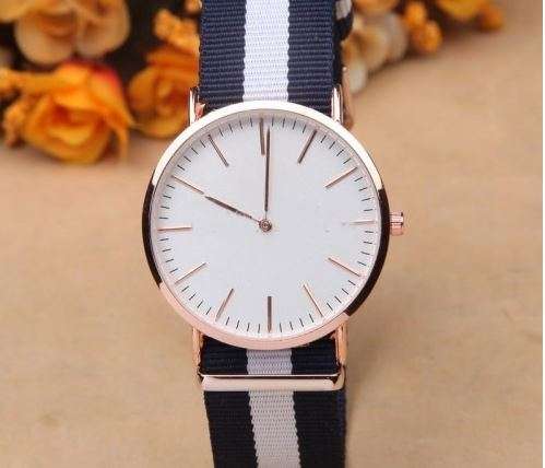 REPLICA - LIMITED EDITION DANIEL WELLINGTION WATCH WITH WHITE AND BLUE LINEN STRAP