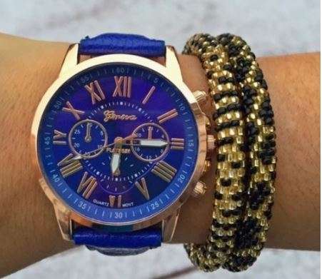 LUXURY ROSE GOLD BLUE DIAL WITH ROMAN NUMERALS QUARTZ ANALOG LADIES STUNNING WATCH