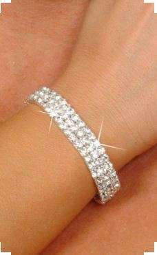 5 ROWS OF SPARKLING  RHINESTONES ON  STRETCH BRACELET  BRIDAL JEWELLERY