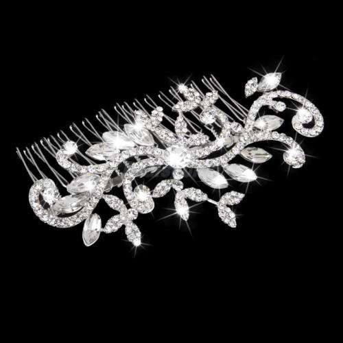 SALE!!  ELEGANT WEDDING BRIDAL HAIR COMB/SLIDE -  CRYSTAL - METAL - BEAUTIFULLY CRAFTED