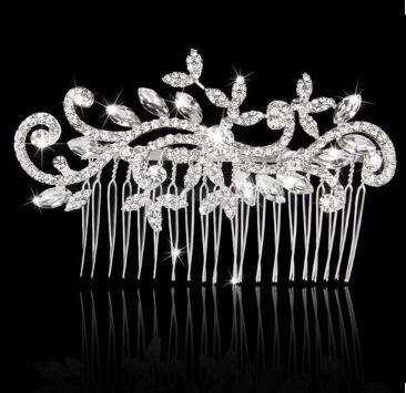 SALE!!  ELEGANT WEDDING BRIDAL HAIR COMB/SLIDE -  CRYSTAL - METAL - BEAUTIFULLY CRAFTED