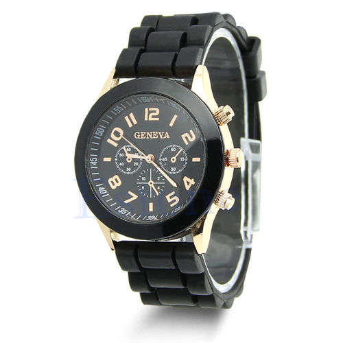 LADIES GENEVA ANALOG QUARTZ SPORTS WRIST WATCH WITH SILICONE JELLY STRAP