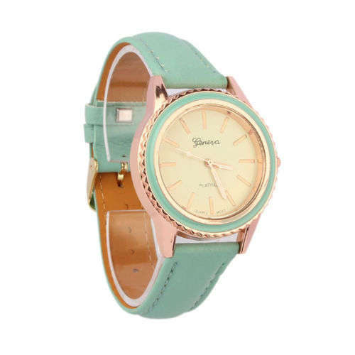 GENEVA MINT GREEN WATCH SURROUND AND PU LEATHER STRAP IN PRETTY MINT GREEN