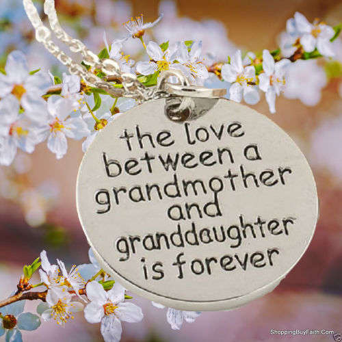 SENTIMENTAL GIFT THE LOVE BETWEEN A GRANDMOTHER AND GRANDDAUGHTER IS FOREVER -  PENDANT AND CHAIN