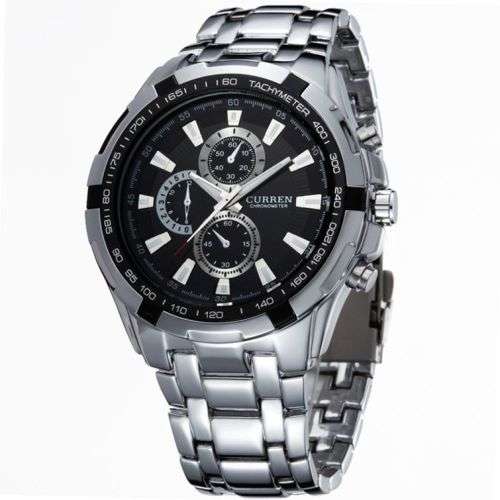 GENUINE CURREN MEN'S LUXURY BRAND SPORTS QUARTZ FULL STEEL WRISTWATCH PRESENTED IN A GIFT BOX