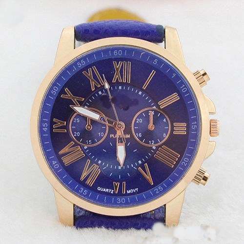 LUXURY ROSE GOLD BLUE DIAL WITH ROMAN NUMERALS QUARTZ ANALOG LADIES STUNNING WATCH
