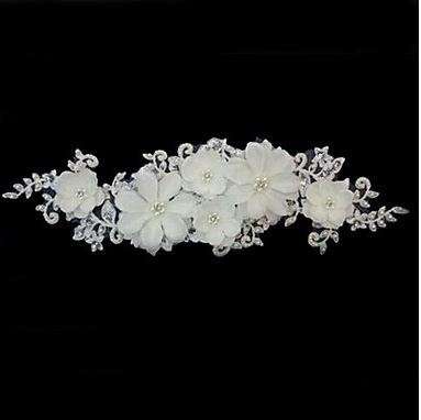 BRIDE'S HAIR  FAUX PEARL, CRYSTAL AND LACE FLOWER HEADBAND OR HAIR ACCESSORY / TIARA