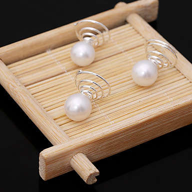 6 PCS BRIDAL HAIR JEWELLERY SET -  SPIRAL COILS WITH PEARLS  - HAIR ACCESSORY