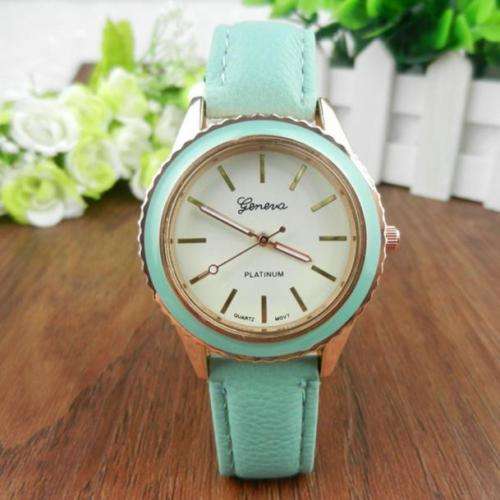 GENEVA MINT GREEN WATCH SURROUND AND PU LEATHER STRAP IN PRETTY MINT GREEN