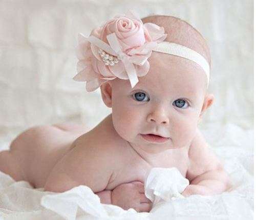 BUY 1 GET 1 FREE!! FITS BABY/TODDLER LUXURY HEADBAND - PINK ROSEBUD AND PEARLS - ABSOLUTELY STUNNING