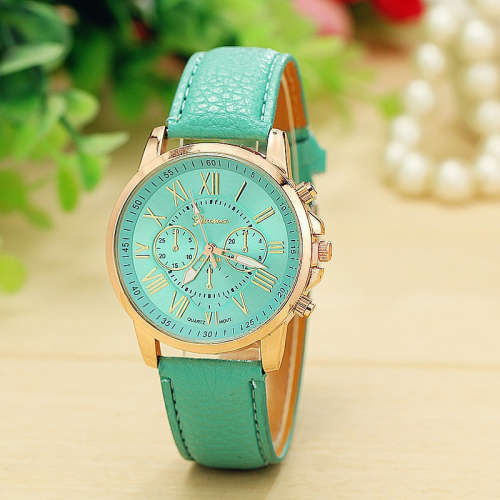 VOGUE WOMANS ROMAN NUMERALS ANALOG QUARTZ WRISTWATCH WITH FAUX LEATHER STRAP
